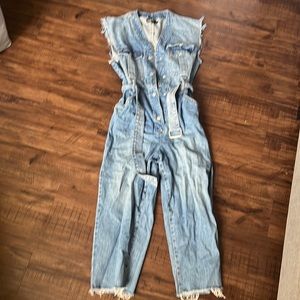 Blank NYC Sleeveless Denim Jumpsuit with Self Belt